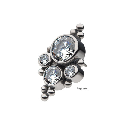 Titanium Threadless with 10 Beads & 4 Bezel Set AAA CZ/Swarovski Zirconia Top