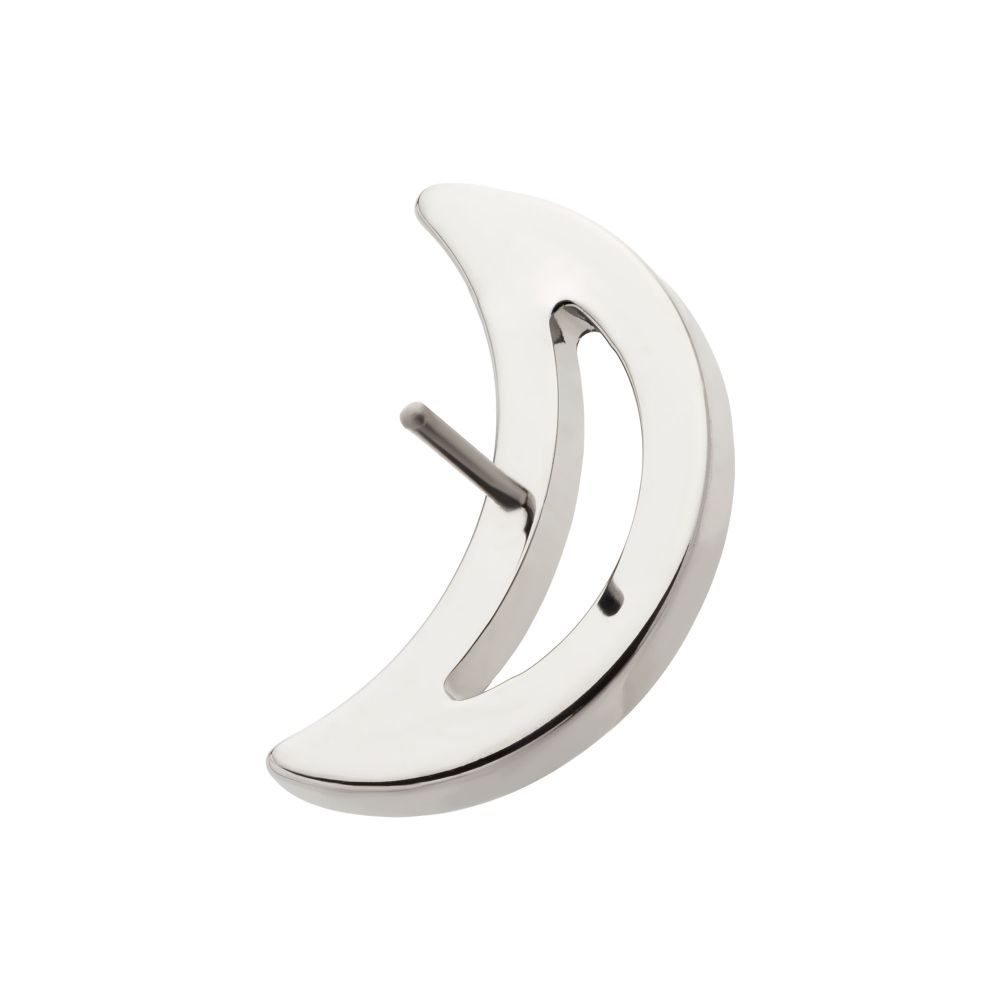 Titanium Threadless Cut Out Crescent Moon Top with Pave Set Clustered CZ