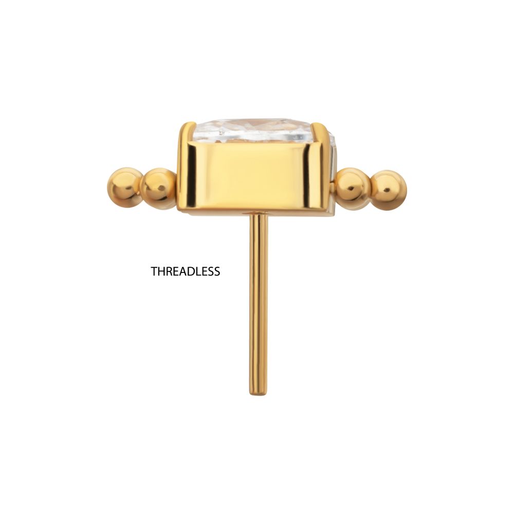 24Kt Gold PVD Titanium Threadless "Nova Oval" Prong Set Gem Top