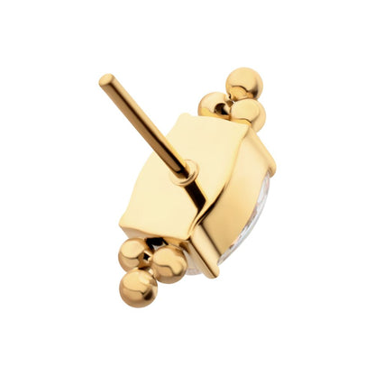 24Kt Gold PVD Titanium Threadless "Nova Oval" Prong Set Gem Top