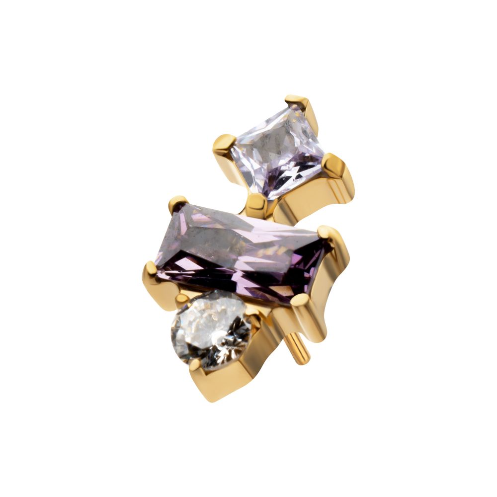 24Kt Gold PVD Titanium Threadless "Astra Cluster" Prong Set Gem Top