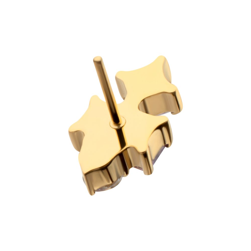 24Kt Gold PVD Titanium Threadless "Astra Cluster" Prong Set Gem Top