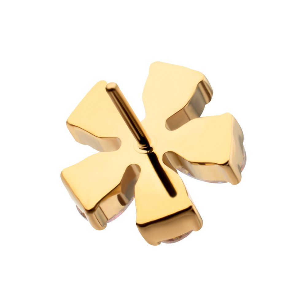 24Kt Gold PVD Titanium Threadless "Radiant Bloom Flower" Prong Set Gem Top
