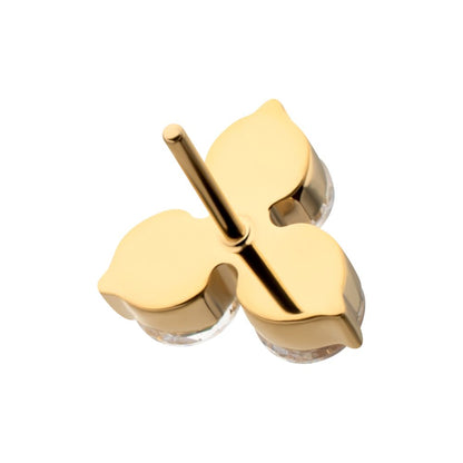 24Kt Gold PVD Titanium Threadless Trinity Prong Set Gem Top