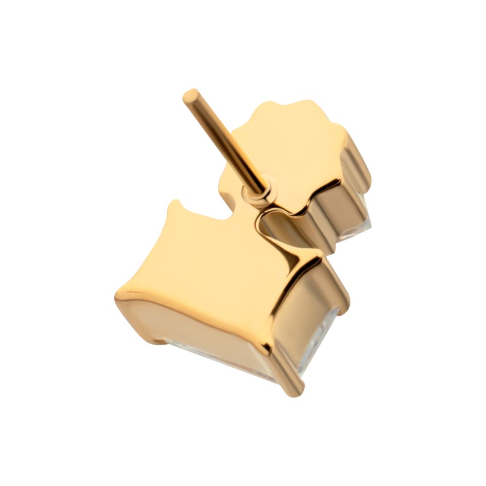 24Kt Gold PVD Threadless "Baguette Duo" Prong Set Gem Top