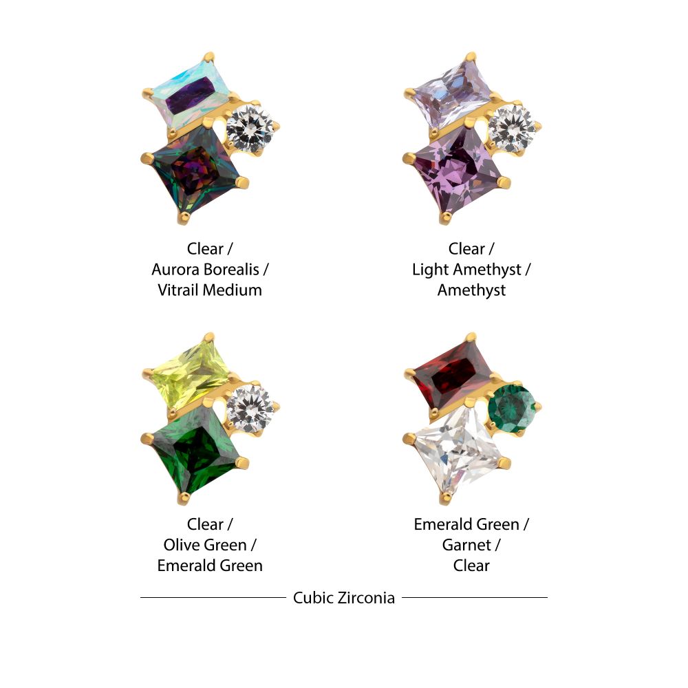 24Kt Gold PVD Threadless "Lustre Cluster" Prong Set Gem Top