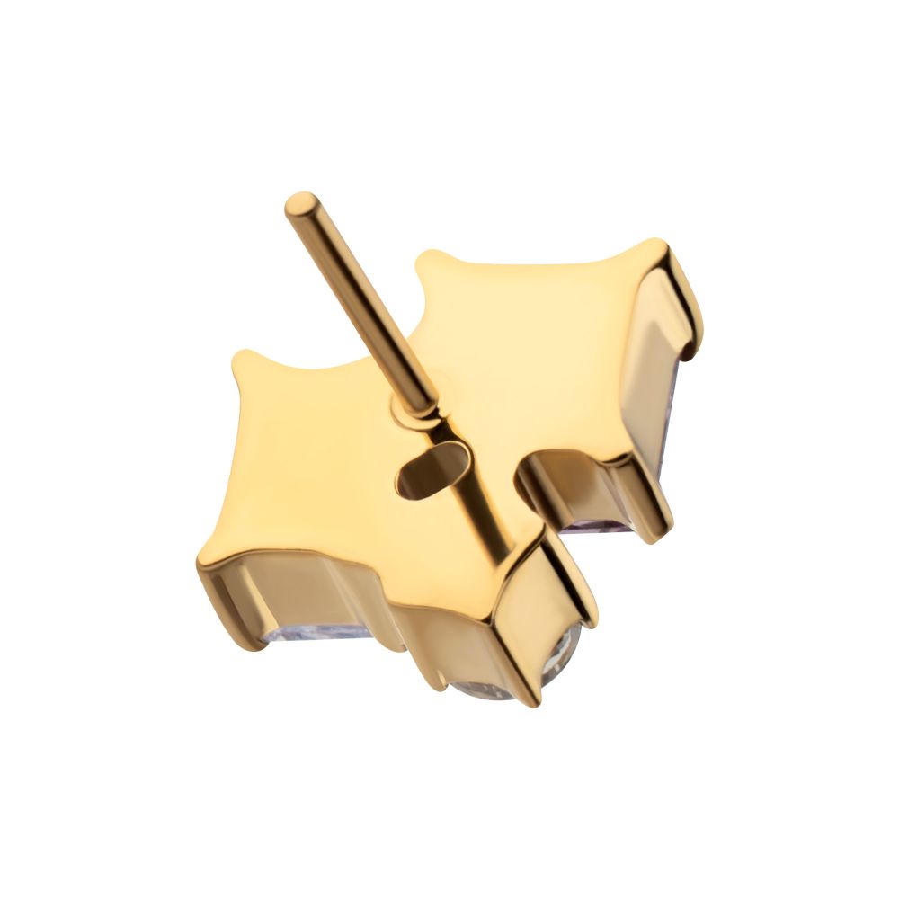 24Kt Gold PVD Threadless "Lustre Cluster" Prong Set Gem Top