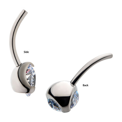 Titanium Threadless with Prong Set Round AAA CZ/Synthetic Opal Fixed Bottom Only Navel Curve