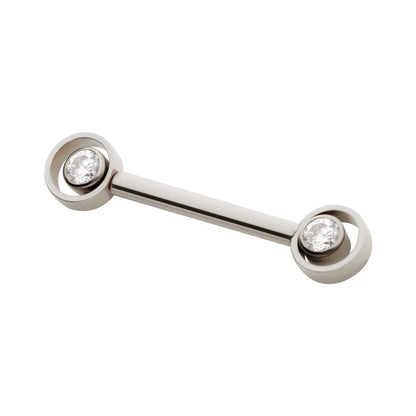 Titanium Threadless Bezel Round CZ Orbit Nipple Barbell | Sold by piece