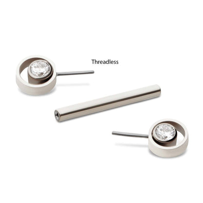Titanium Threadless Bezel Round CZ Orbit Nipple Barbell | Sold by piece