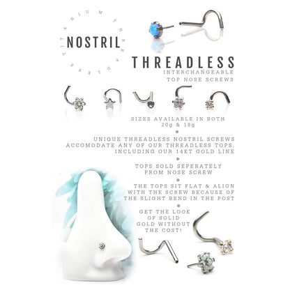 Titanium Threadless Nose Screw