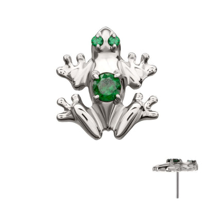 Titanium Threadless Frog Top with Prong Set CZ Gem
