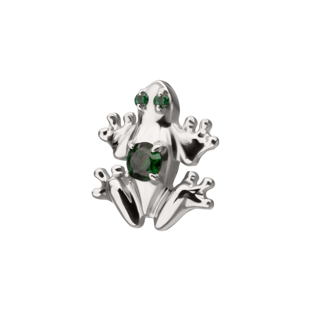 Titanium Threadless Frog Top with Prong Set CZ Gem