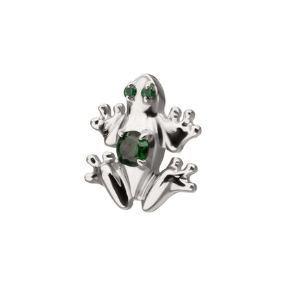 Titanium Threadless Frog Top with Prong Set CZ Gem