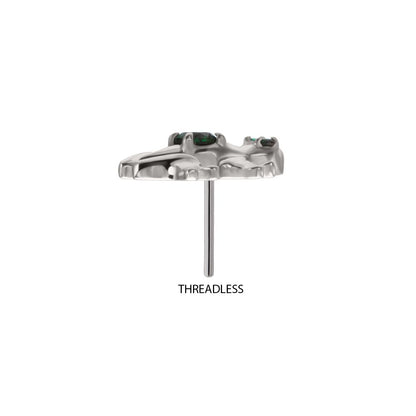 Titanium Threadless Frog Top with Prong Set CZ Gem