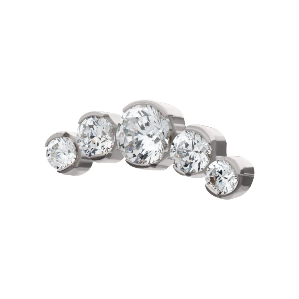 Titanium Threadless Semi-Bezel Set Round Gem/Opal 5-Cluster Top