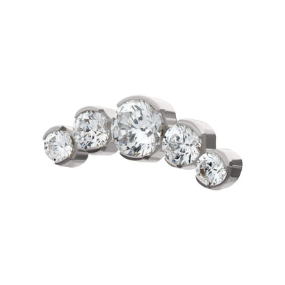 Titanium Threadless Semi-Bezel Set Round Gem/Opal 5-Cluster Top
