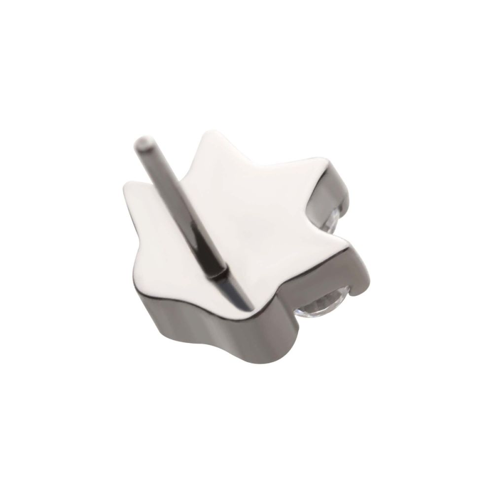 Titanium Threadless with Prong Set CZ 4-Cluster Paw Top