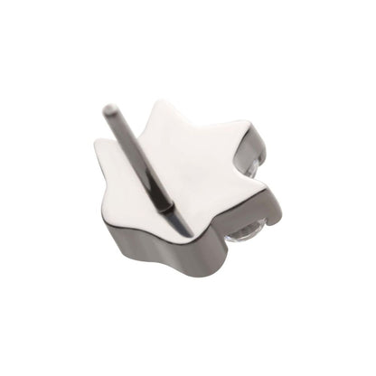 Titanium Threadless with Prong Set CZ 4-Cluster Paw Top