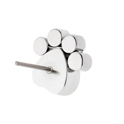 Titanium Threadless Bezel Heart & Round CZ Paw Top