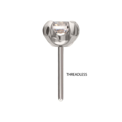 Titanium Threadless with 4-Prong Set CZ Front Facing Top