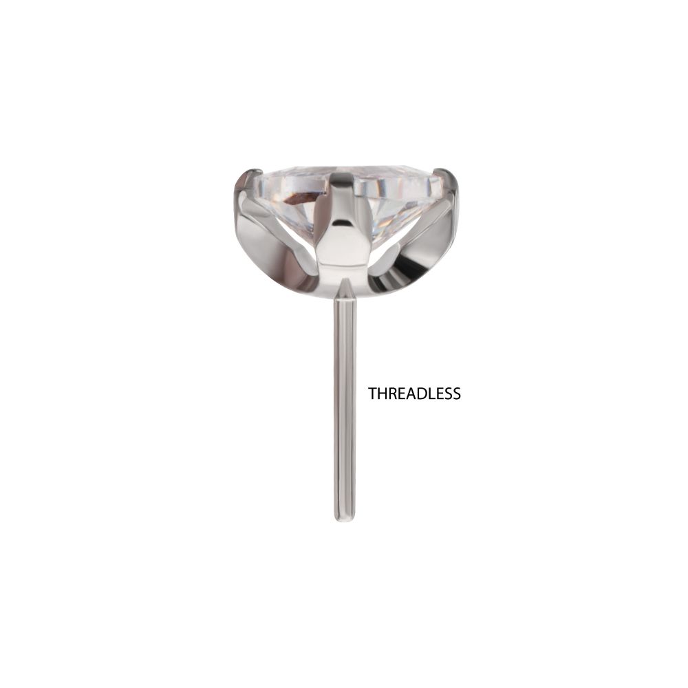 Titanium Threadless Prong Set Trillion Cut Gem Top