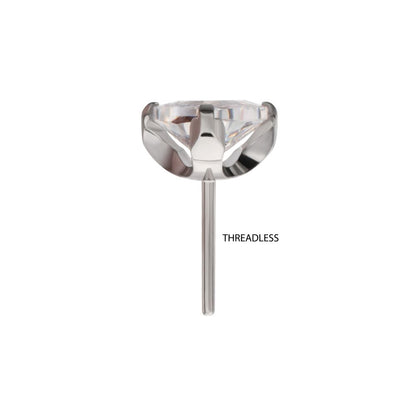 Titanium Threadless Prong Set Trillion Cut Gem Top