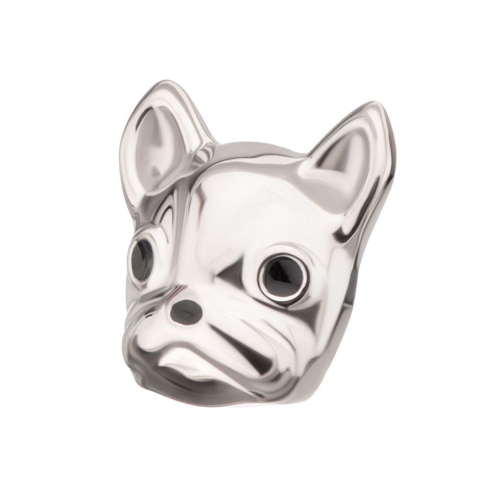Titanium Threadless 3D French Bulldog Head Top