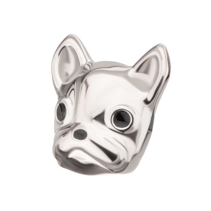 Titanium Threadless 3D French Bulldog Head Top