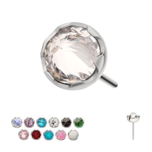 Titanium Threadless Round Prong Set Inverse Gem Top