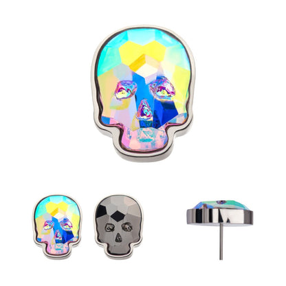 Titanium Threadless with Skull Glass Top