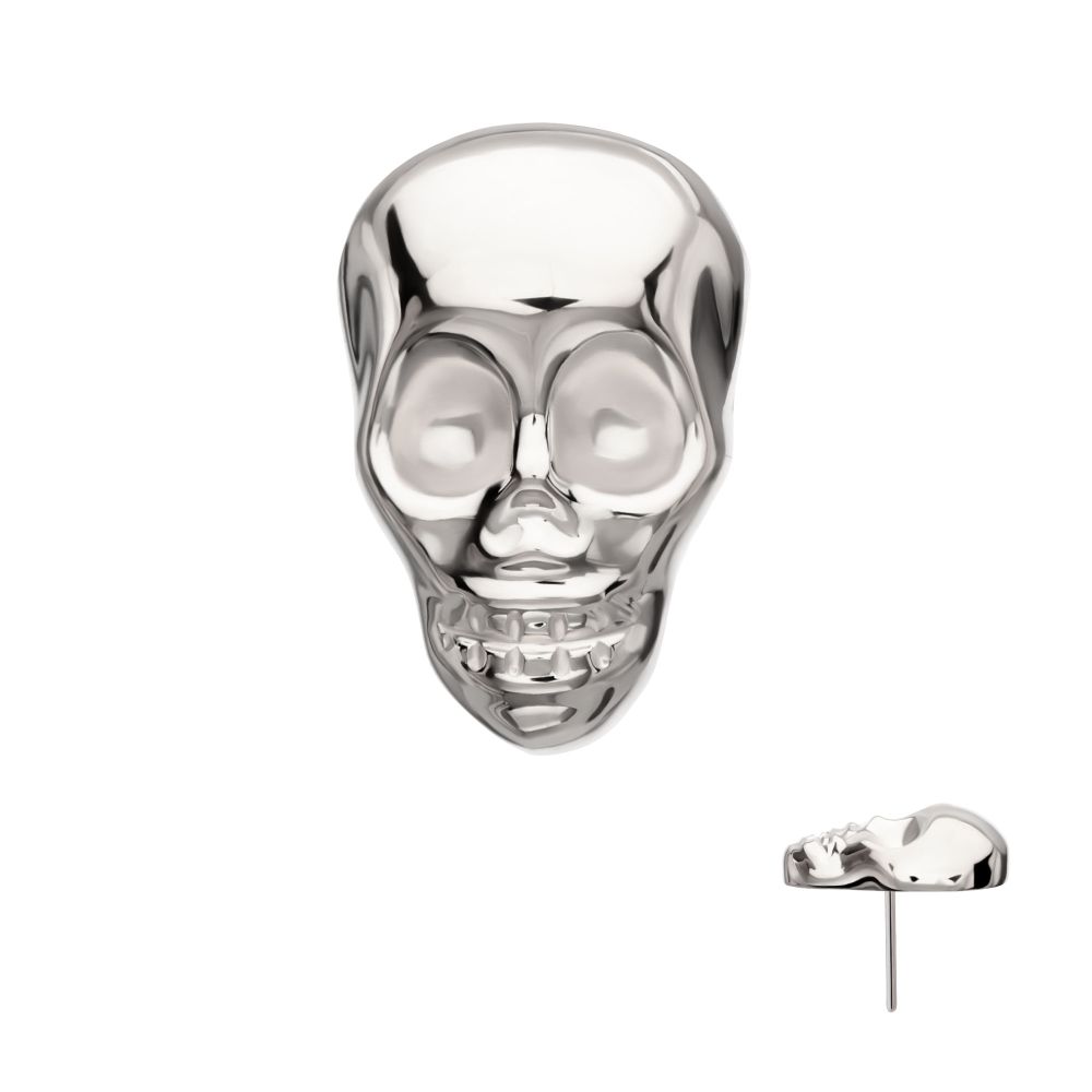 Titanium Threadless 3D Skull Head Top