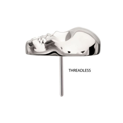 Titanium Threadless 3D Skull Head Top