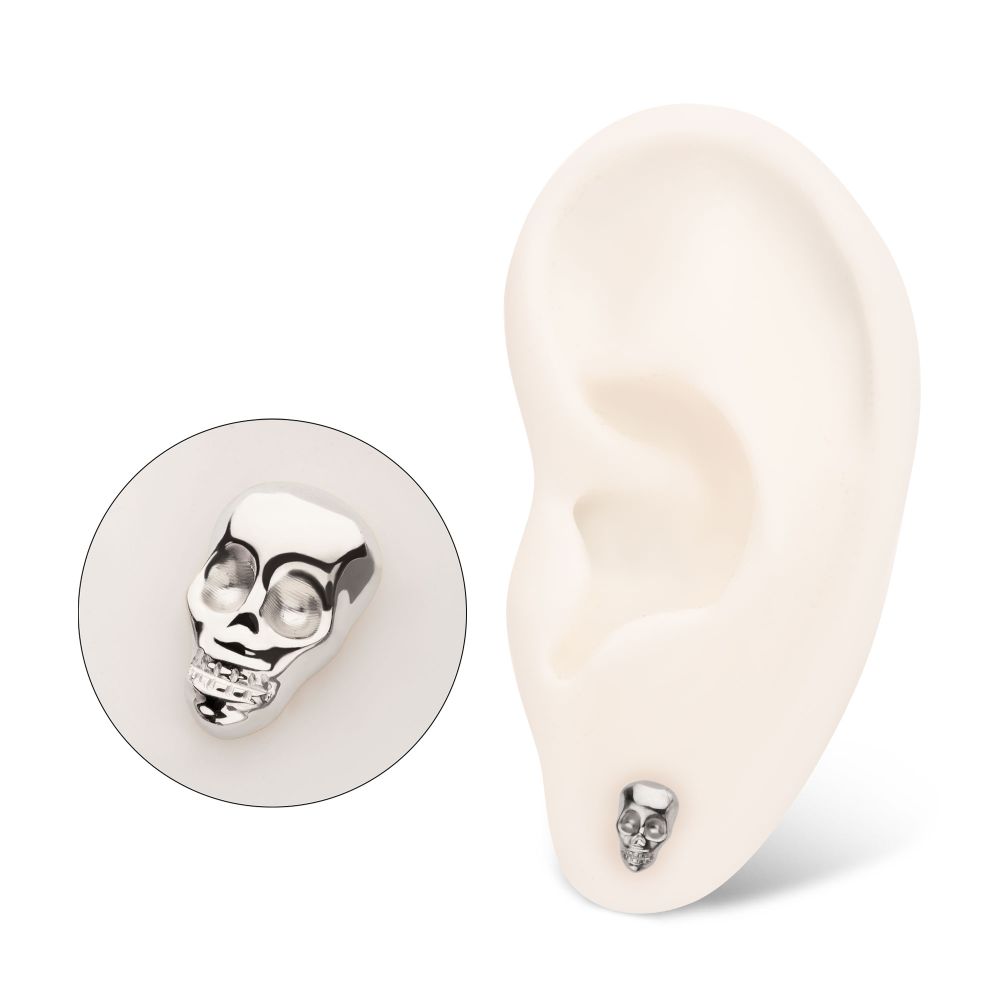 Titanium Threadless 3D Skull Head Top