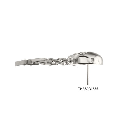 Titanium Threadless Skull Top with Spike & Lightning Bolt Dangle Chain