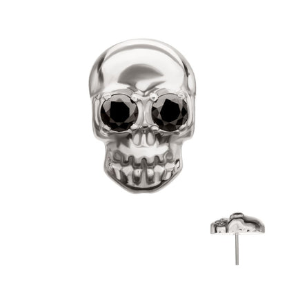 Titanium Threadless Skull Top with Black CZ Gem Eye