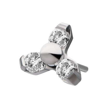 Titanium Threadless Pronged Round CZ Trinity Top