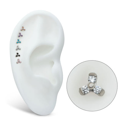 Titanium Threadless Petite Trinity Top with 1.2mm Prong Set Gem