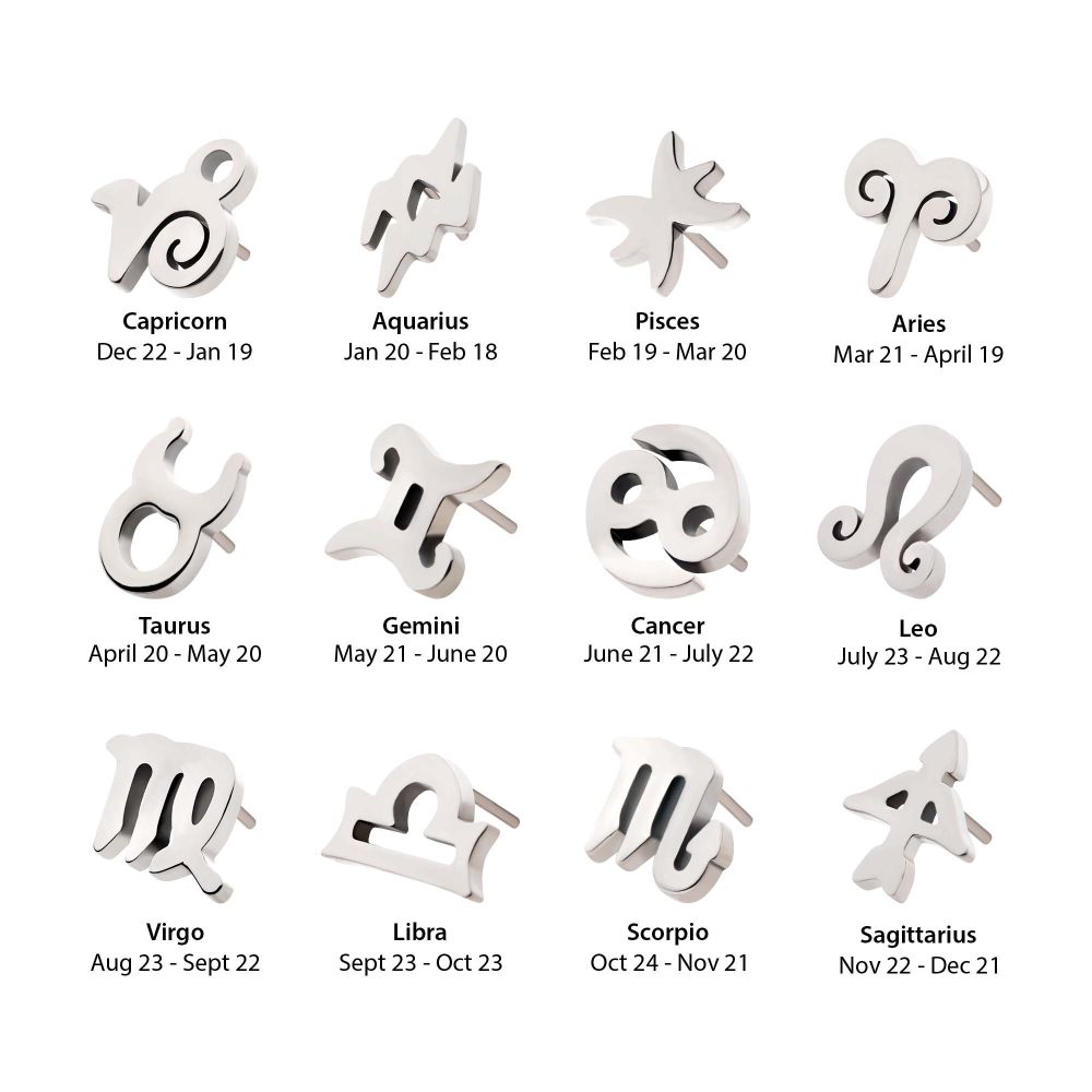 Titanium Threadless Zodiac Sign Tops