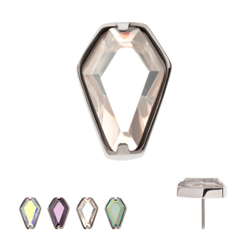 Titanium Threadless Prong Set Coffin Shape CZ Top