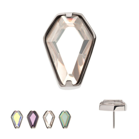Titanium Threadless Prong Set Coffin Shape CZ Top