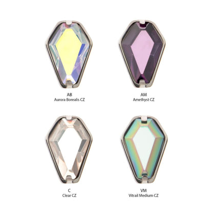 Titanium Threadless Prong Set Coffin Shape CZ Top