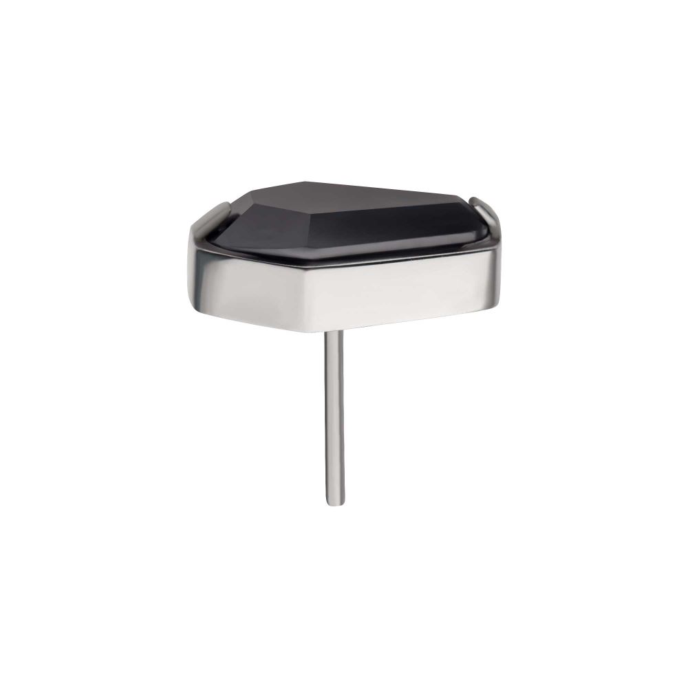 Titanium Threadless with Prong Set Black CZ Coffin Top