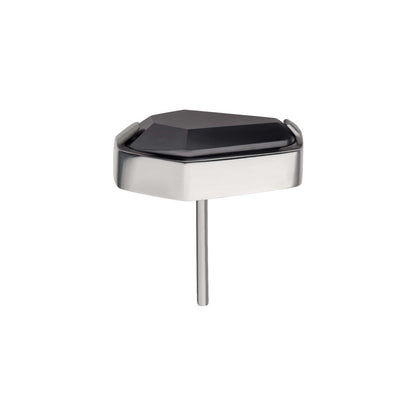 Titanium Threadless with Prong Set Black CZ Coffin Top