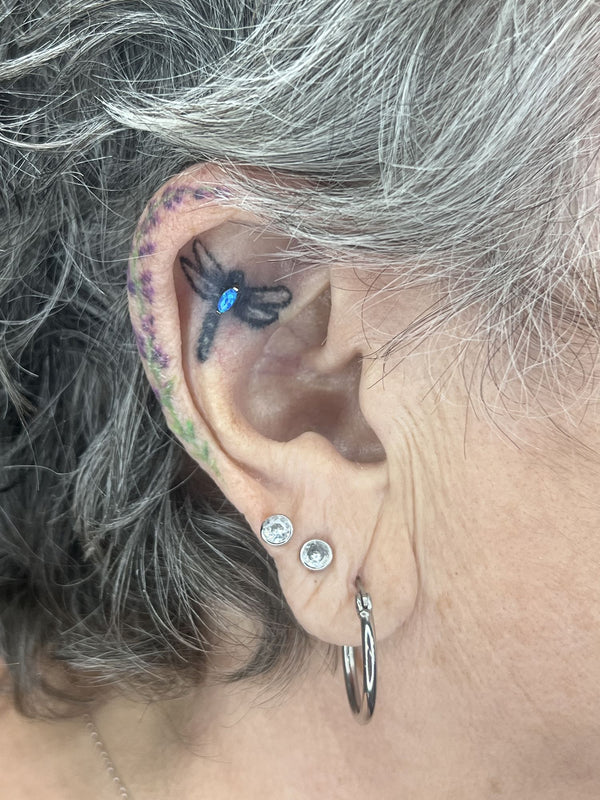 Purple dragonfly helix and ear stack